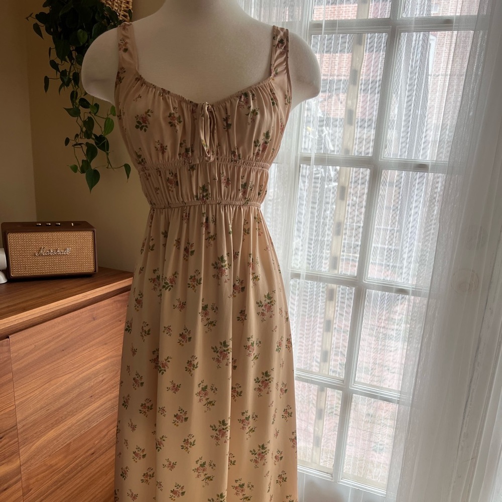 Reformation silky pink floral midi dress
